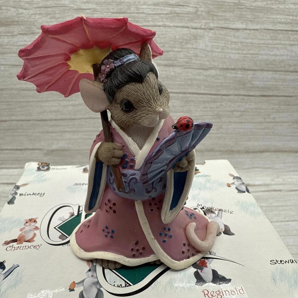 Fitz and Floyd Charming  Tails You’re Fan-tastic Figurine 89/357  Asian Parasol